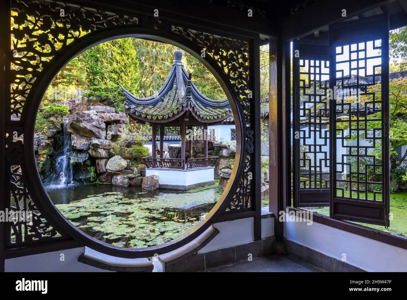 '30.09.2021, Allemagne, Rhénanie-du-Nord-Westphalie, Bochum - jardin chinois, jardin botanique de la Ruhr-Université Bochum.Le jardin chinois Qian Yuan, b Banque D'Images