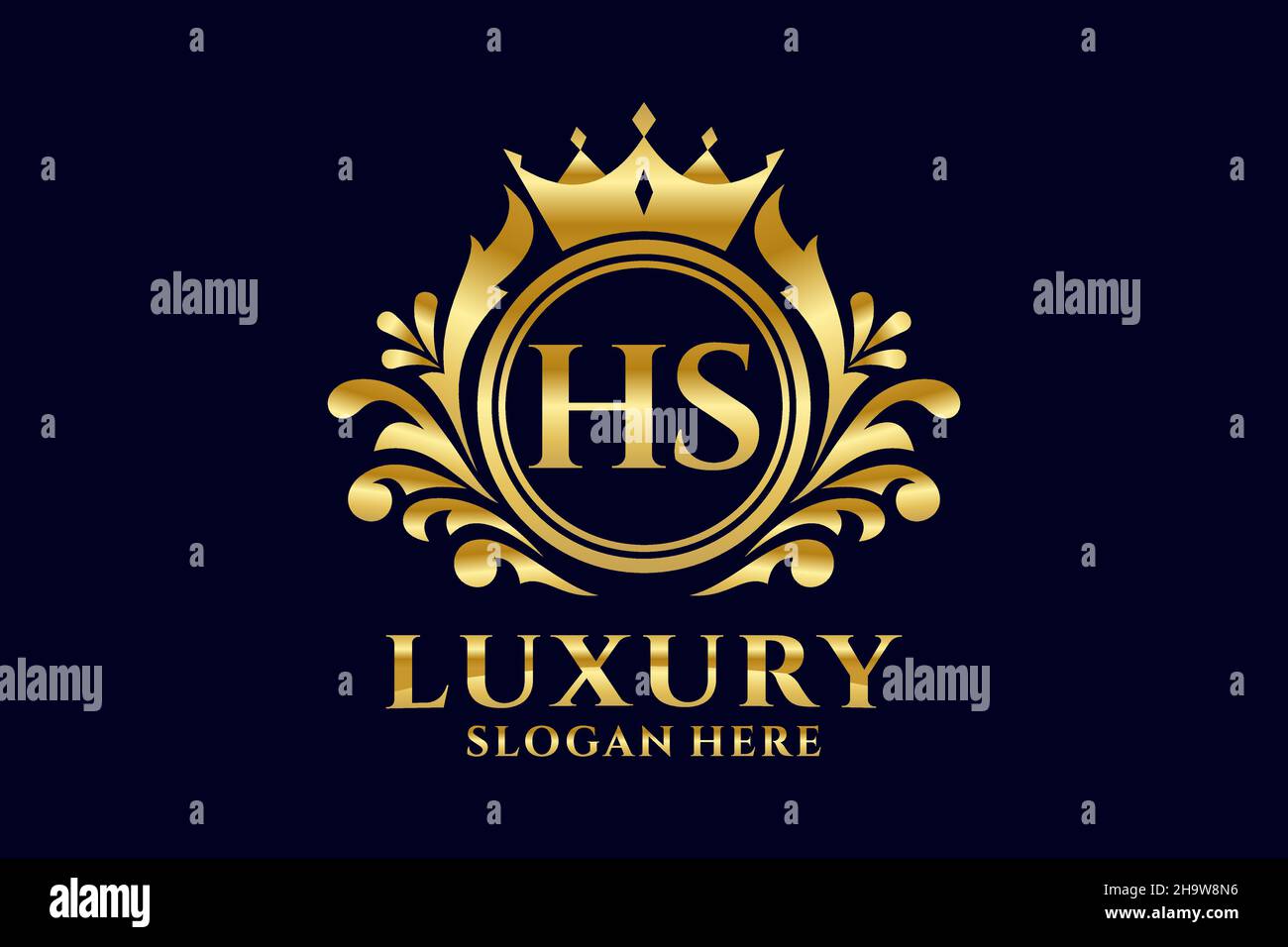 Modèle de logo HS Letter Royal Luxury en illustration vectorielle pour les projets de marque de luxe et autres illustrations vectorielles. Illustration de Vecteur