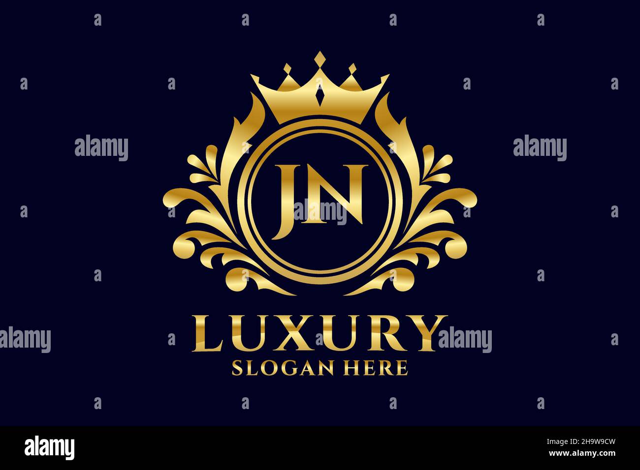 MODÈLE DE logo JN Letter Royal Luxury en illustration vectorielle pour les projets de marque de luxe et autres illustrations vectorielles. Illustration de Vecteur