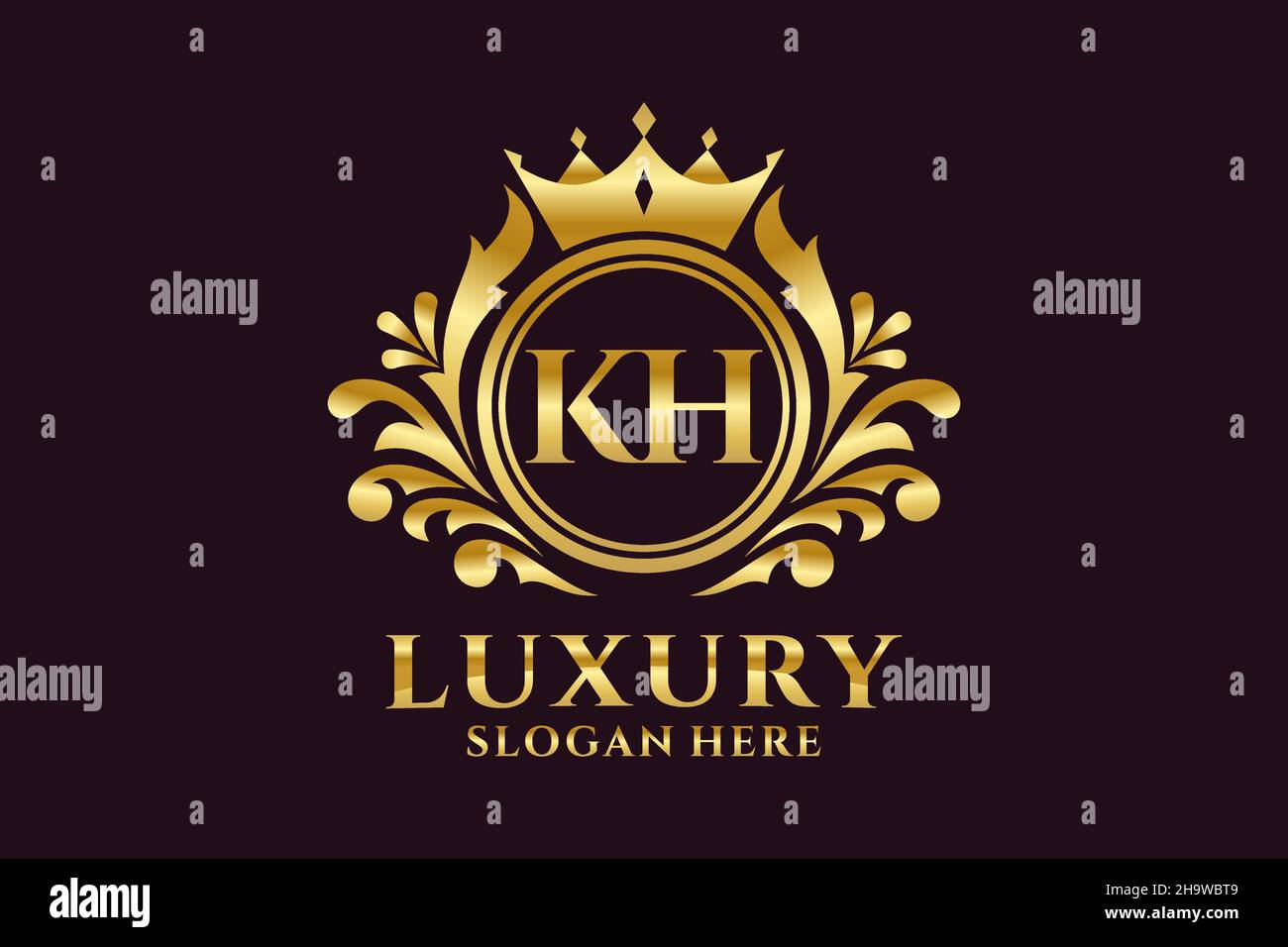 Modèle KH Letter Royal Luxury logo en illustration vectorielle pour les projets de marque de luxe et autres illustrations vectorielles. Illustration de Vecteur