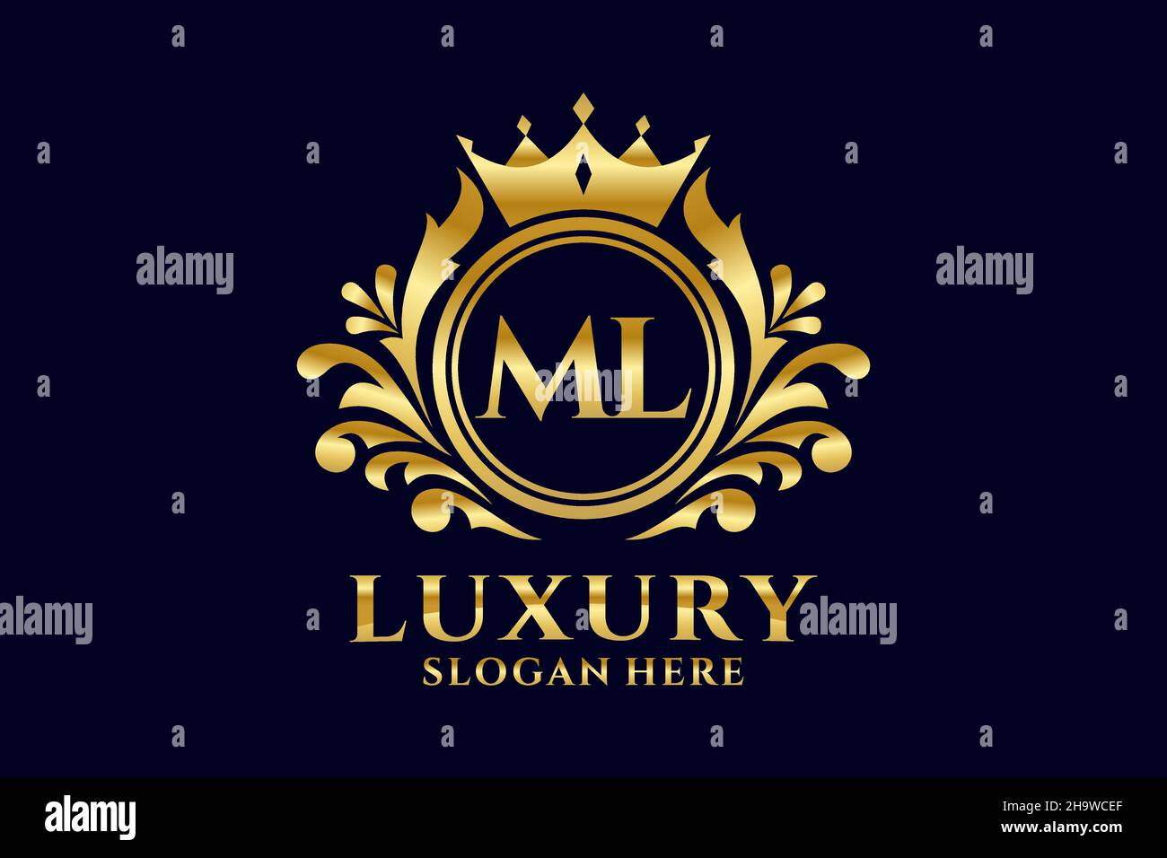 MODÈLE DE logo ML Letter Royal Luxury dans une illustration vectorielle pour les projets de marque de luxe et autres illustrations vectorielles. Illustration de Vecteur