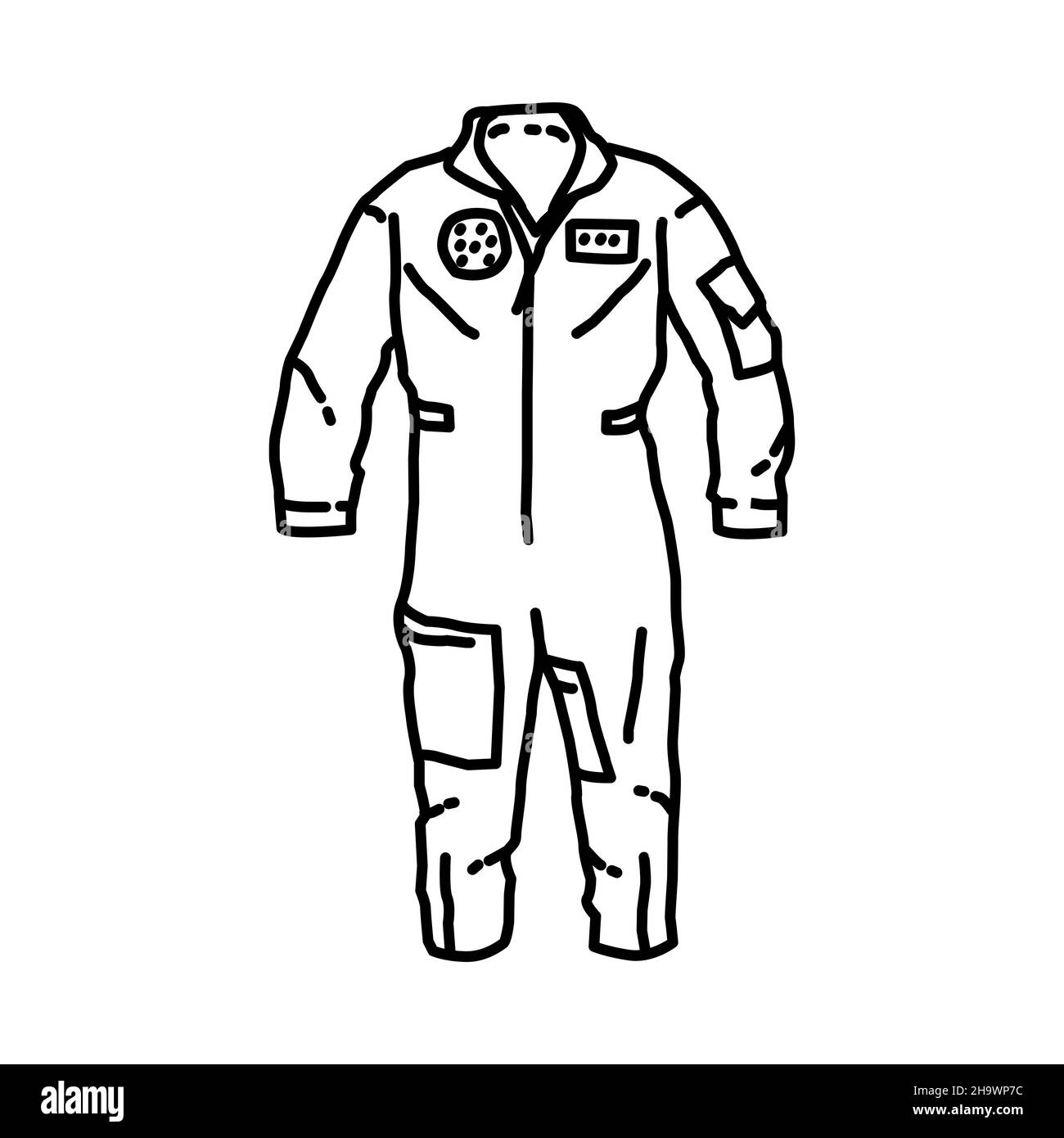 Combinaison de vol du pilote de la Force aérienne fait partie des équipements militaires et de la Force aérienne dessin à la main Icon Set Vector. Illustration de Vecteur Combinaison de vol du pilote de la Force aérienne fait partie des équipements militaires et de la Force aérienne dessin à la main Icon Set Vector. Illustration de Vecteur