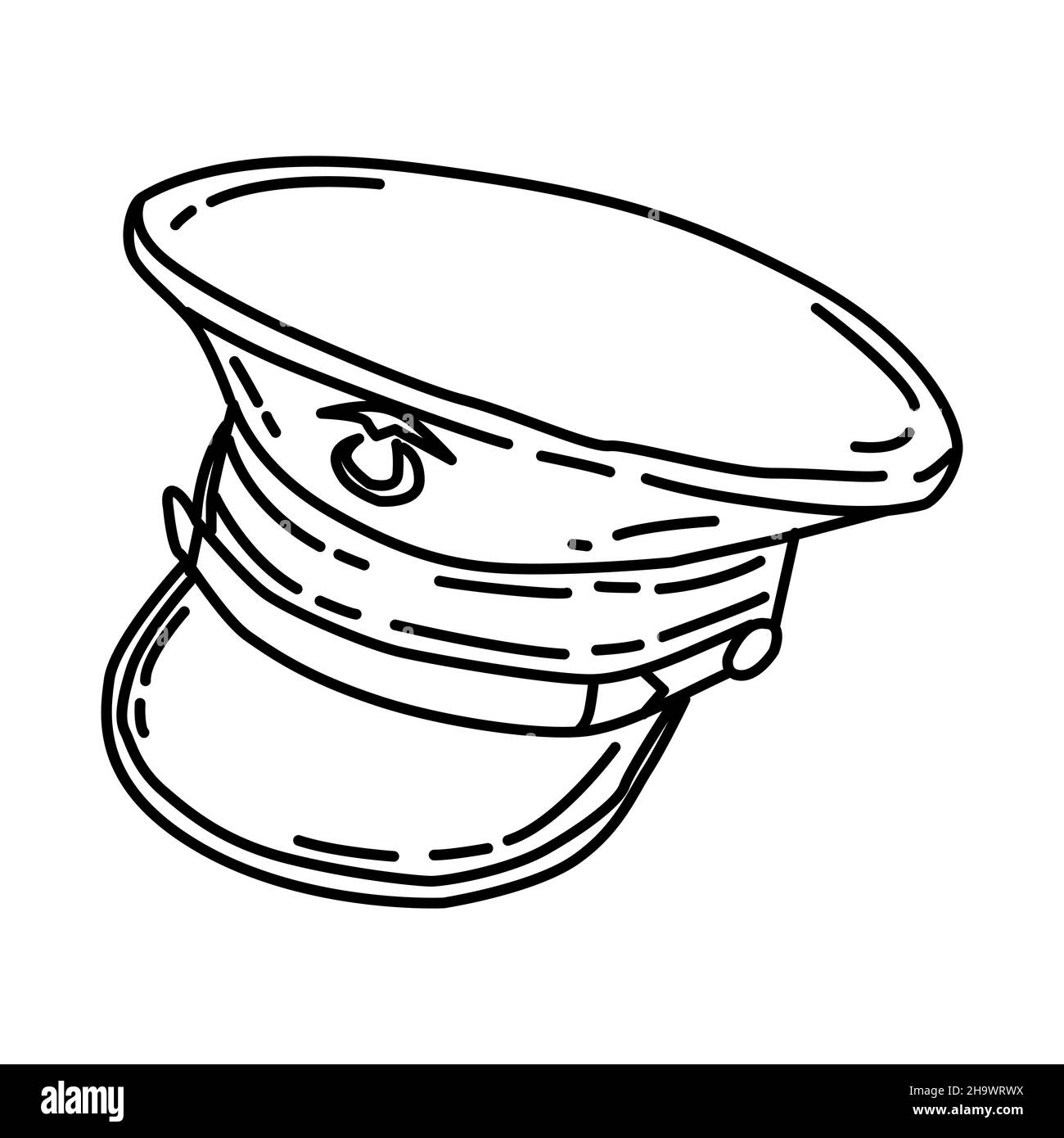 Chapeau de corps de marine fait partie des équipements militaires et de corps de marine ensemble d'icônes dessinées à la main Vector Illustration de Vecteur