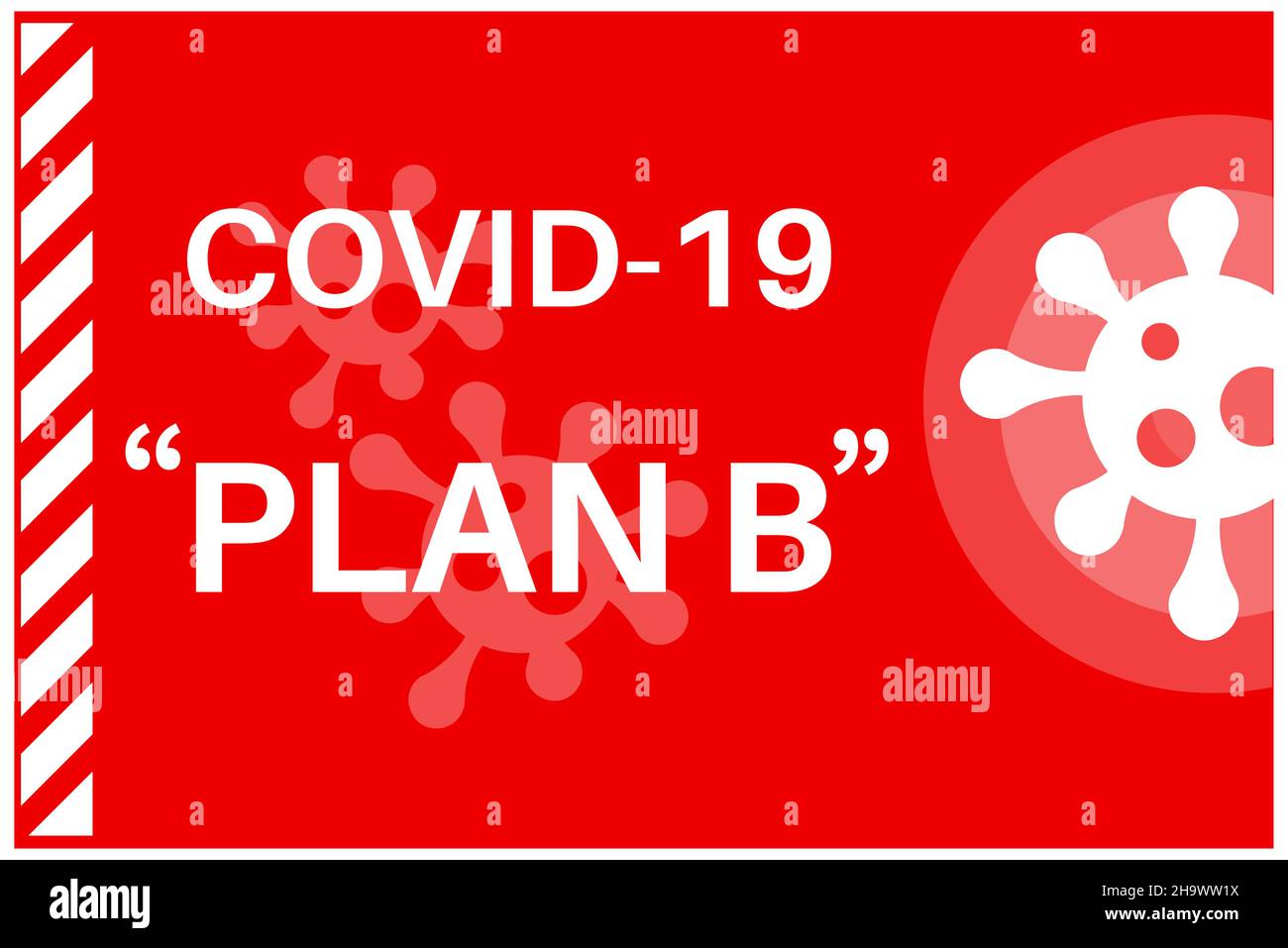 Niveau d'alerte 4 Covid-19 Omicron variante préoccupante - Illustration avec logo de virus sur fond rouge. Illustration de Vecteur