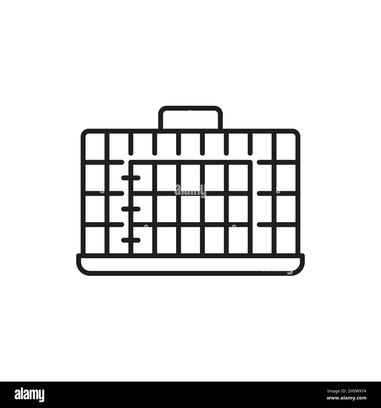 Cage métallique pour transporter des animaux domestiques conteneur isolé pour chats et chiens icône de ligne mince.Vecteur cas pour souris et rongeurs, oiseaux, animaux de compagnie protection a Illustration de Vecteur