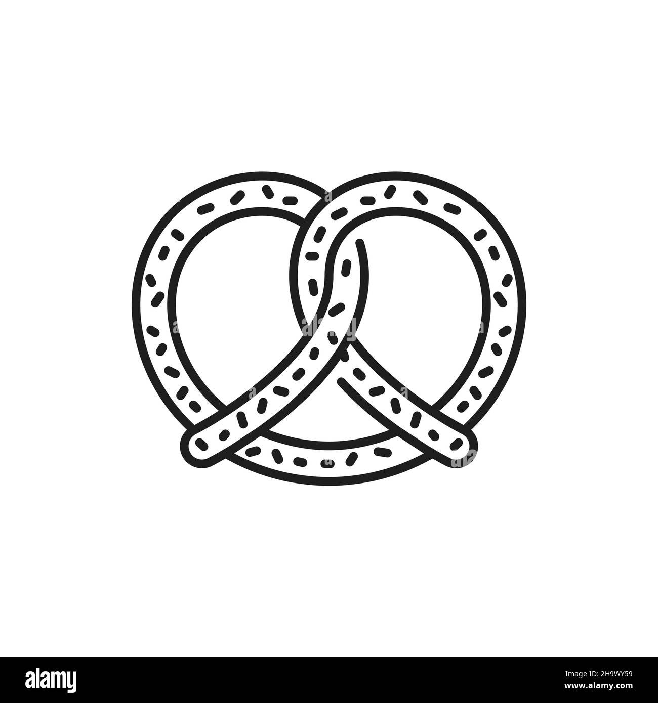 Icône de boulangerie allemande salée bretzel, icône de contour isolée de la bière en-cas.Vector Salty food à l'Oktoberfest ou au festival de Munich, bretzel croustillant bavarois Illustration de Vecteur