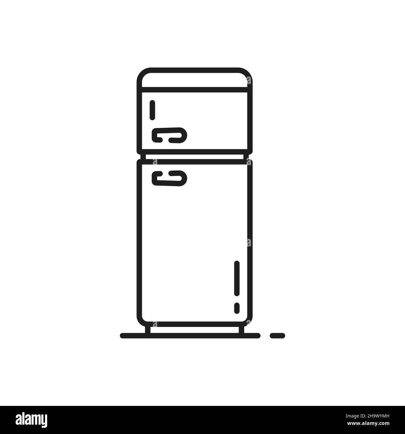 Icône de contour isolé pour réfrigérateur/appareil domestique/congélateur.Vitrine de réfrigérateur Vector avec deux portes, équipement de cuisine maison.Moderne magasin frigoricato Illustration de Vecteur