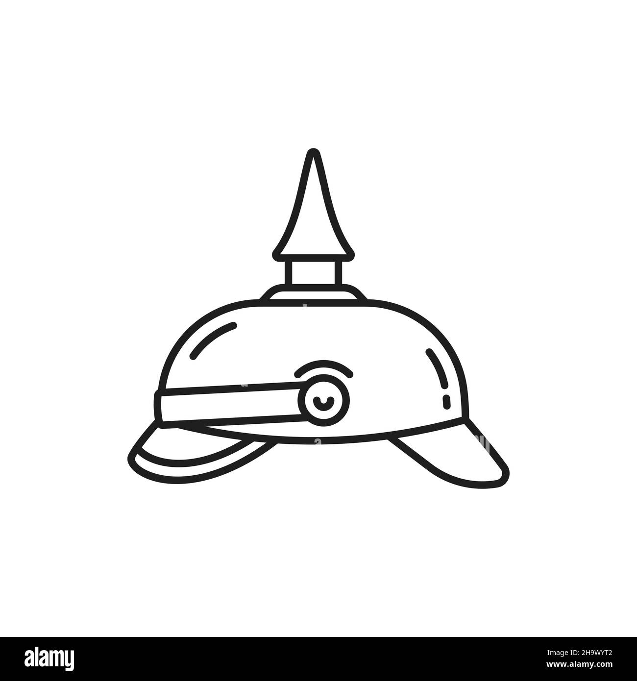 Casque prussien allemand, icône de contour isolée d'armure de chapeau Kaiser.Vector Allemagne casque d'armée avec piquet, casque militaire de l'armée allemande en TI Illustration de Vecteur