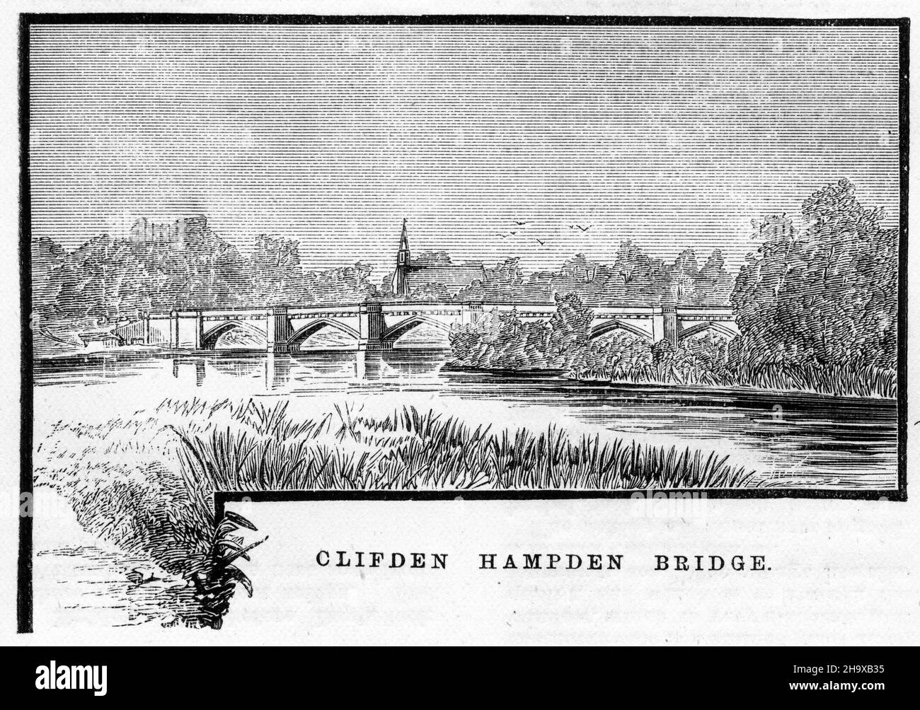 Gravure du pont Clifden hampden, Angleterre, d'un guide de pêche pour la Tamise, vers 1880 Banque D'Images