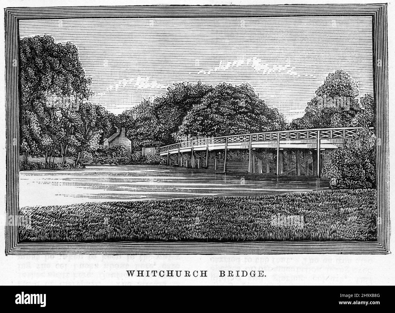 Gravure du pont Whitchurch, Angleterre, d'un guide de pêche pour la Tamise, vers 1880 Banque D'Images