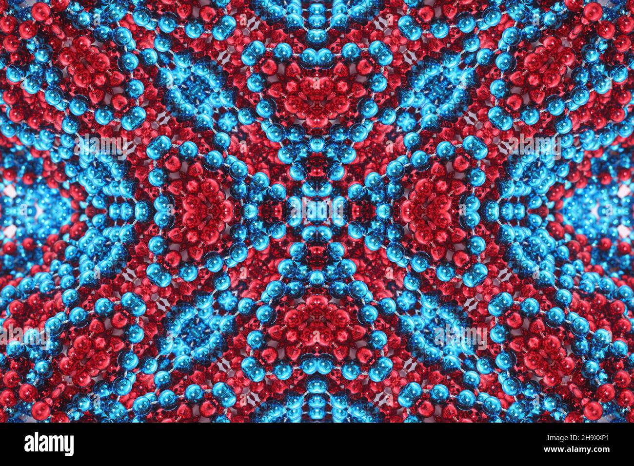Arrière-plan abstrait à perles rouges et bleues Banque D'Images