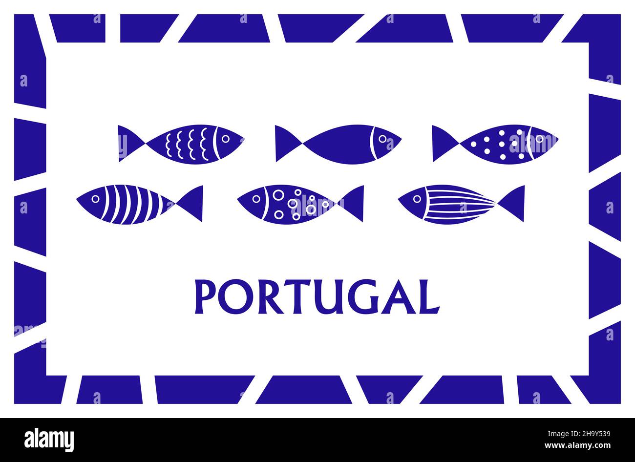 Fond de bannière carte bleu poisson Portugal.Illustration vectorielle. Illustration de Vecteur
