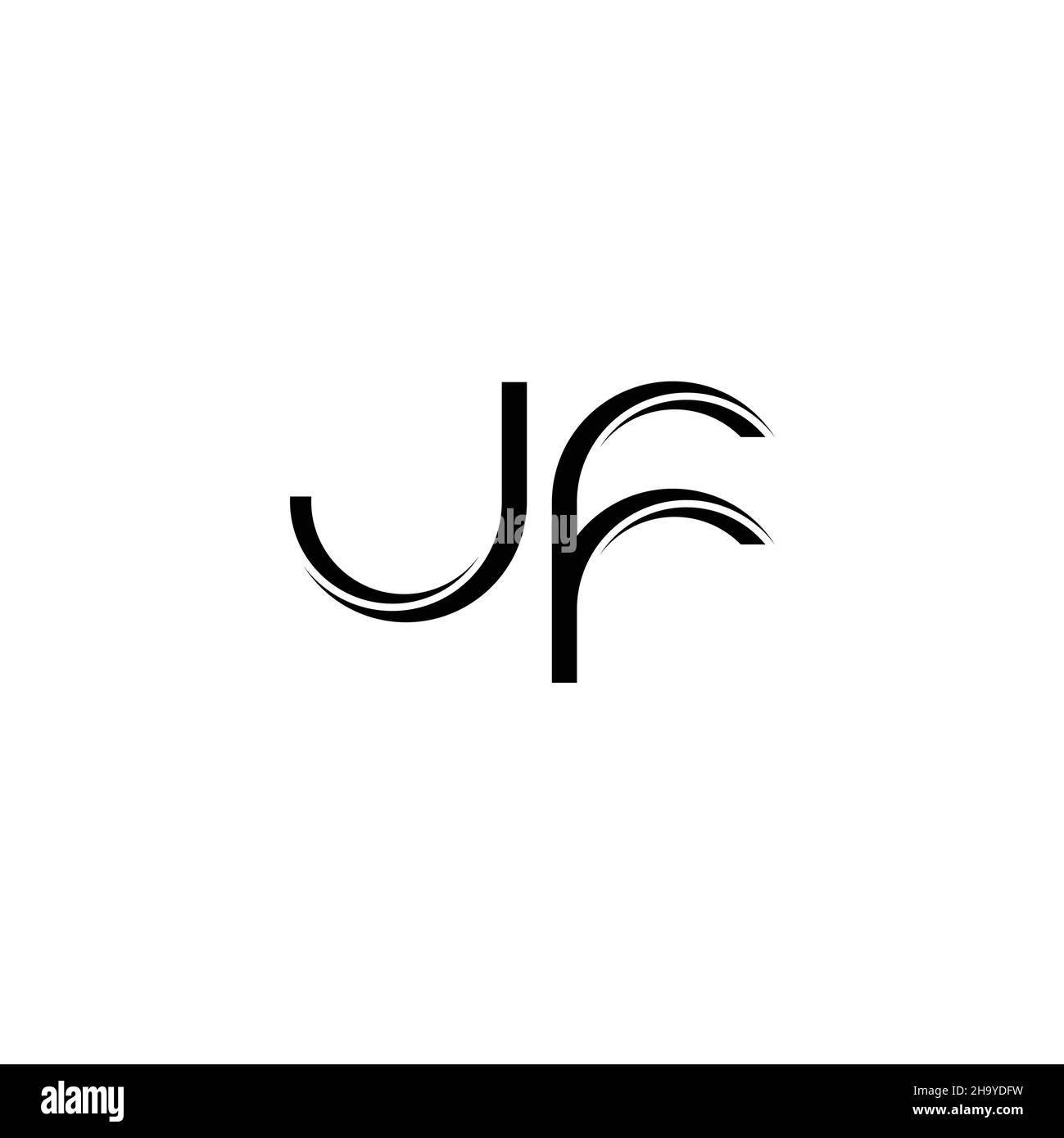Monogramme JF logo avec gabarit de conception moderne arrondi en tranches isolé sur fond blanc Illustration de Vecteur