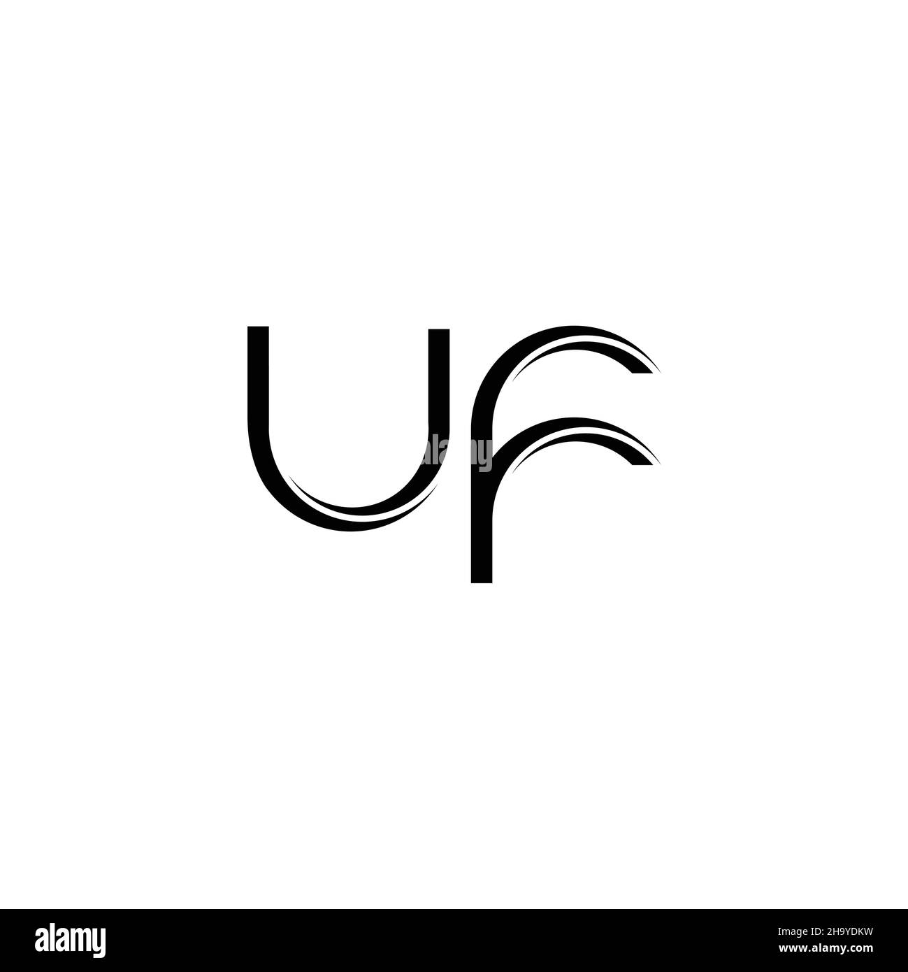 Monogramme logo UF avec gabarit de conception moderne arrondi en tranches isolé sur fond blanc Illustration de Vecteur