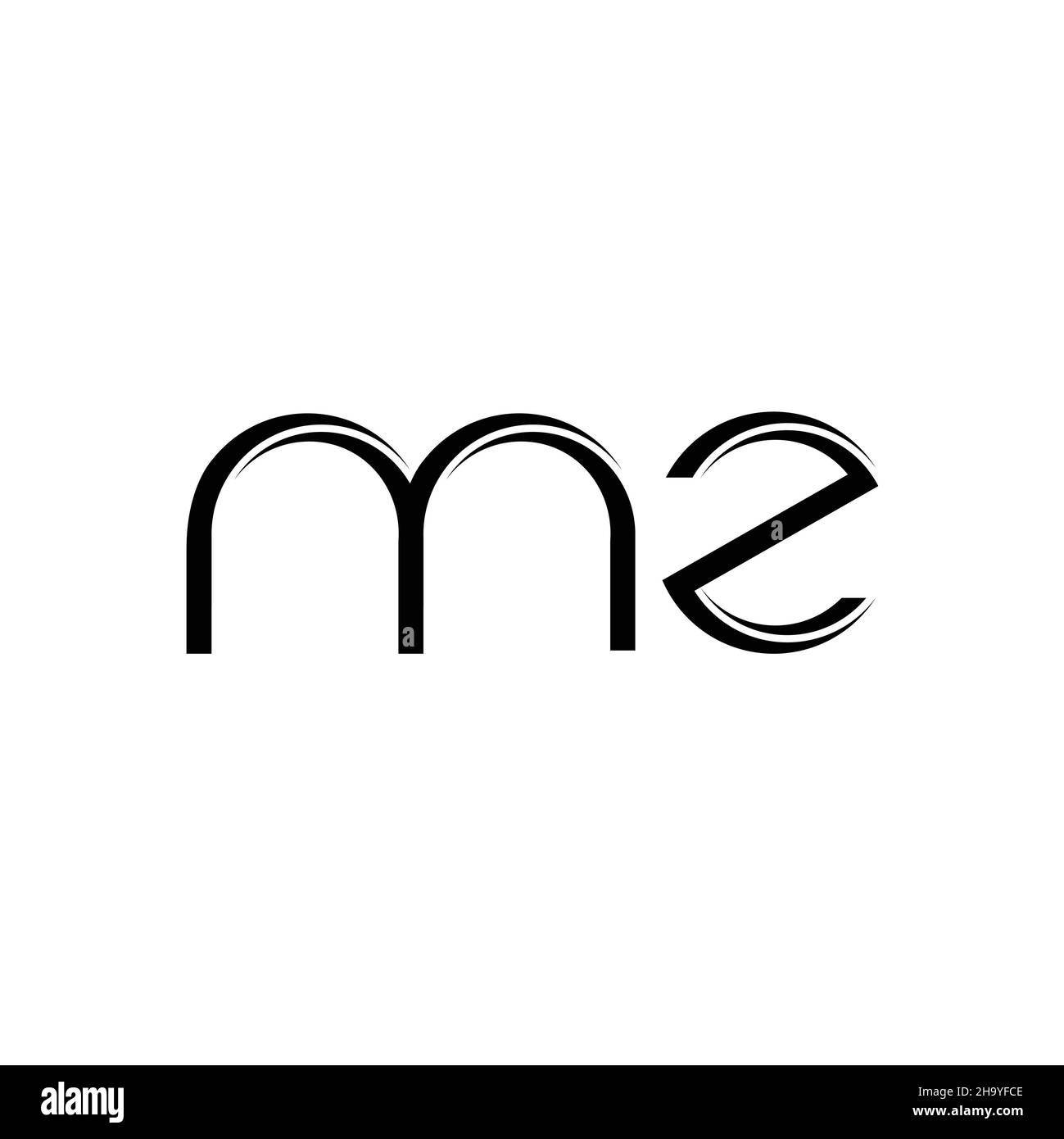 MZ logo monogramme avec tranche arrondie modèle de design moderne isolé sur fond blanc Illustration de Vecteur