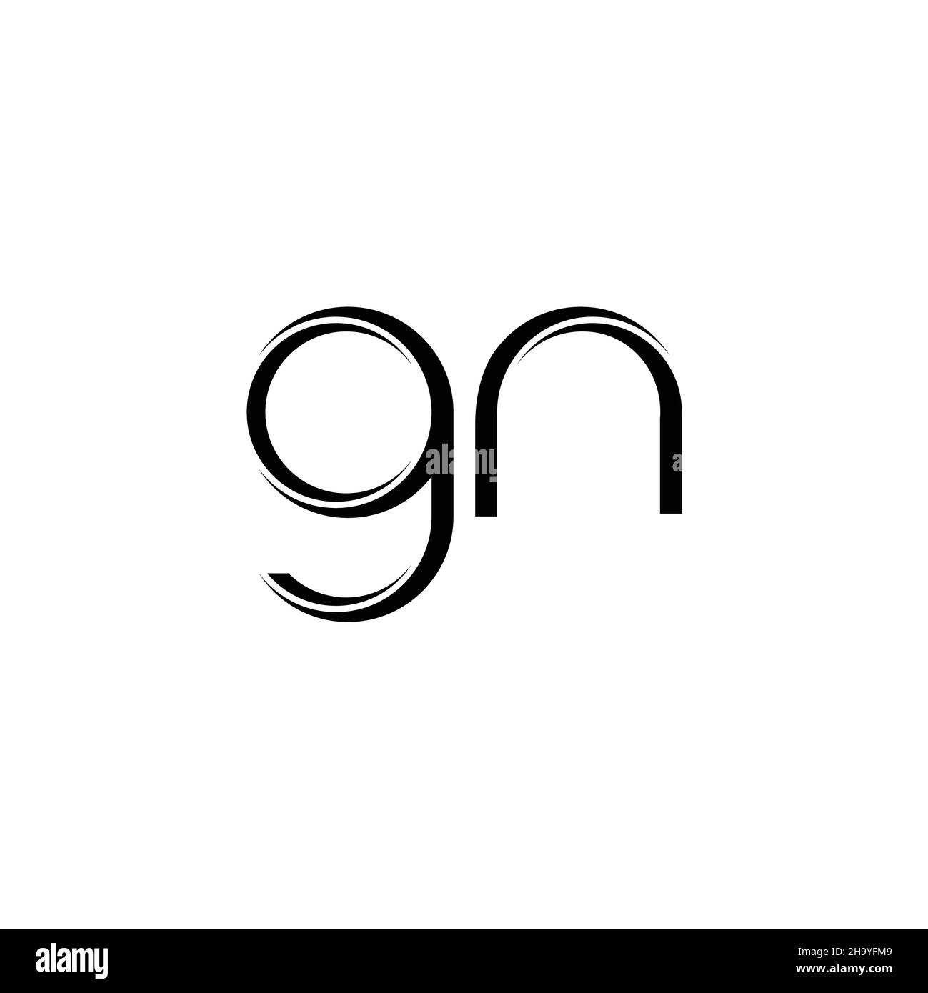 GN logo monogramme avec un modèle de conception moderne arrondi en tranches isolé sur fond blanc Illustration de Vecteur