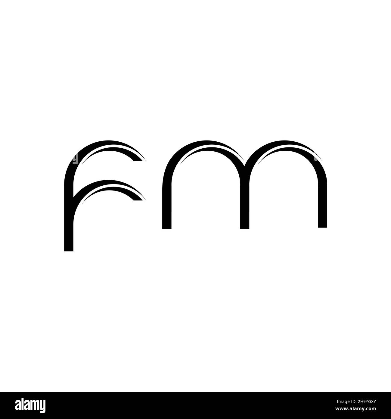 Monogramme FM logo avec modèle de design moderne arrondi en tranches isolé sur fond blanc Illustration de Vecteur