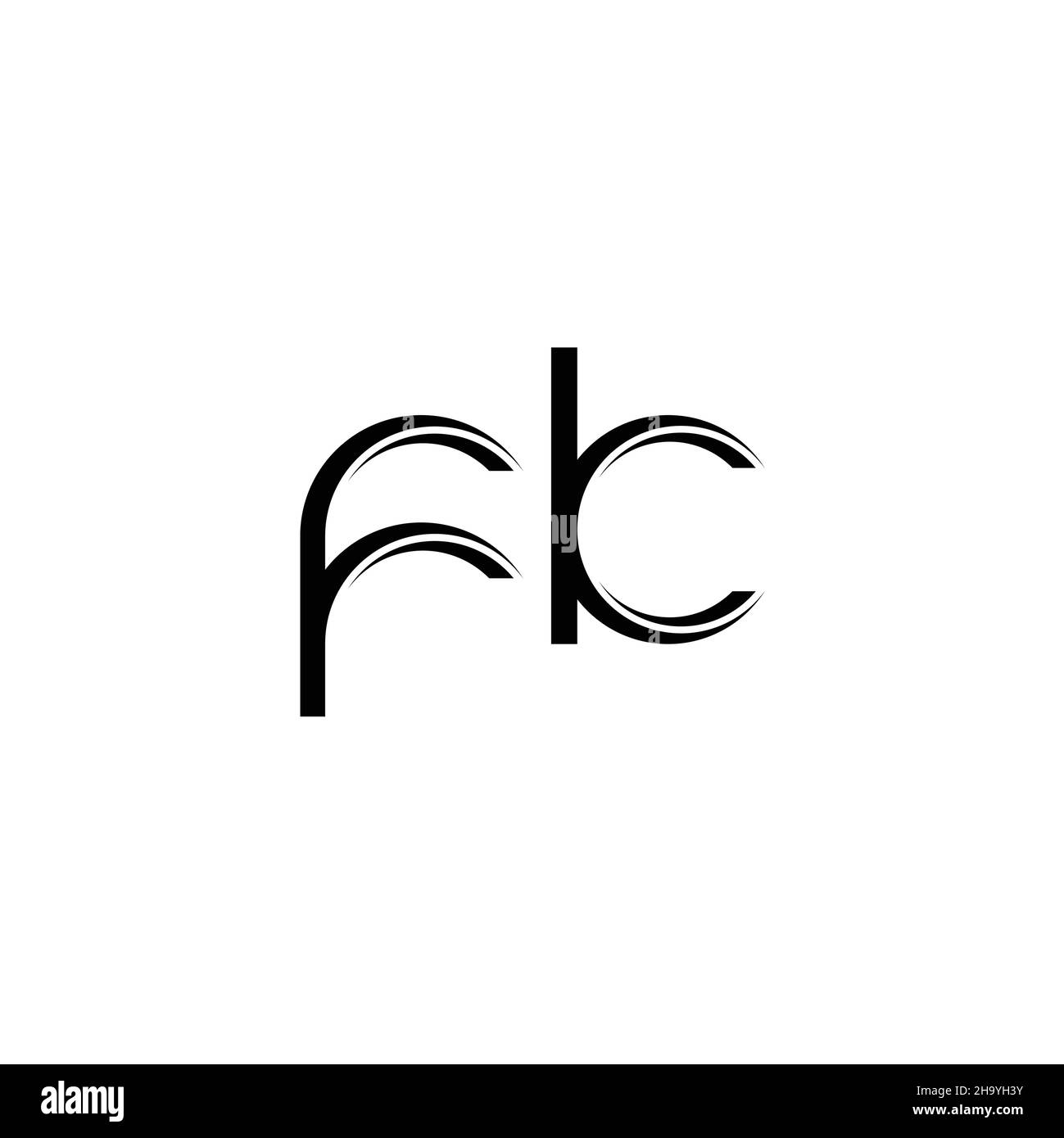 Monogramme du logo FK avec modèle de conception moderne à bords arrondis, isolé sur fond blanc Illustration de Vecteur