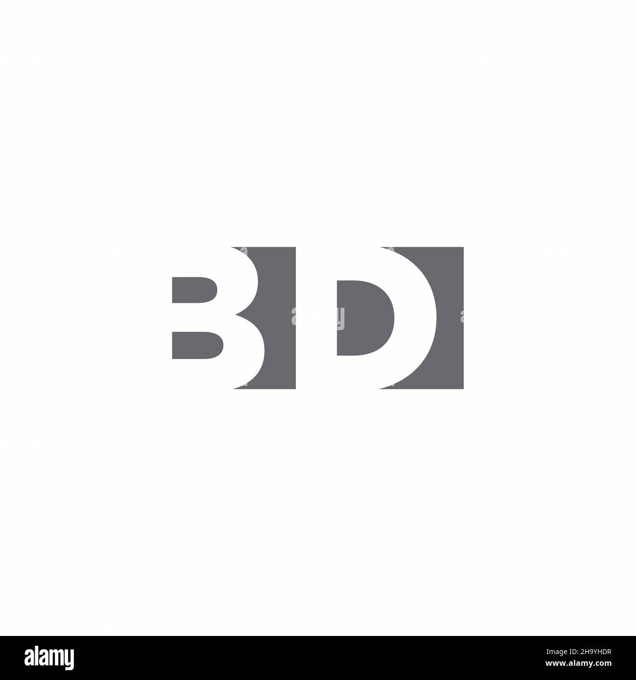 Monogramme BD avec modèle de style espace négatif isolé sur fond blanc Illustration de Vecteur