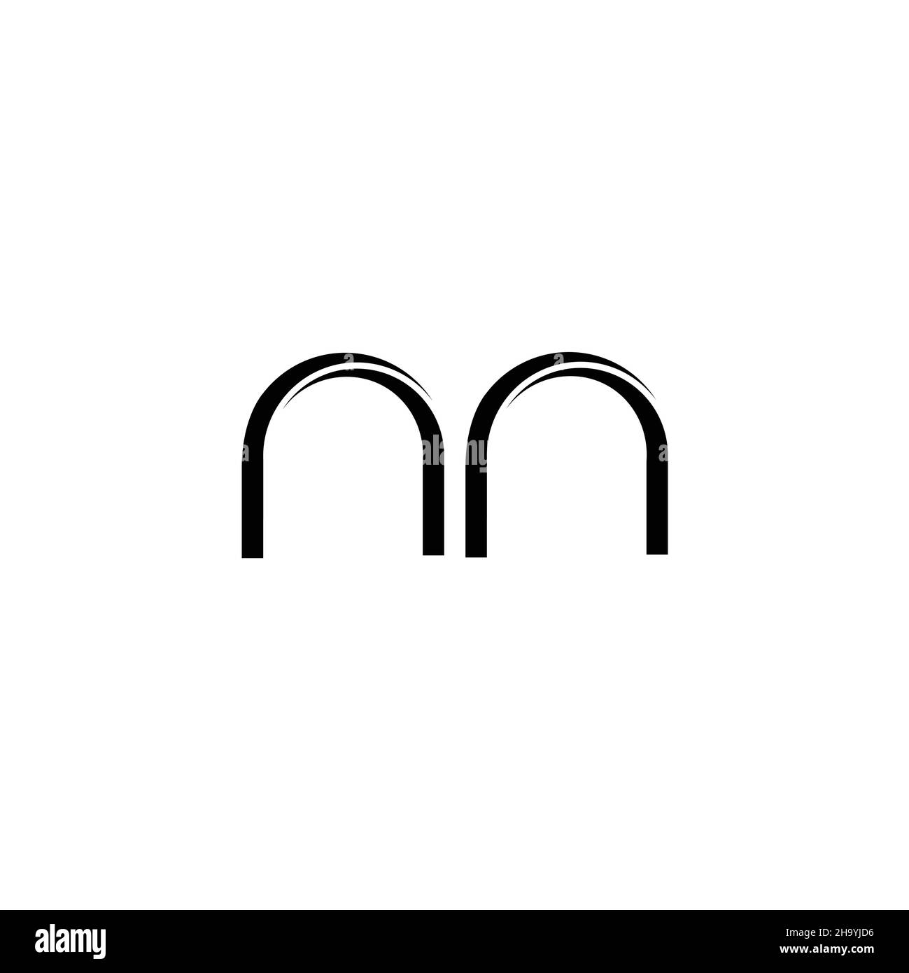 NN logo monogramme avec tranche arrondie modèle de conception moderne isolé sur fond blanc Illustration de Vecteur