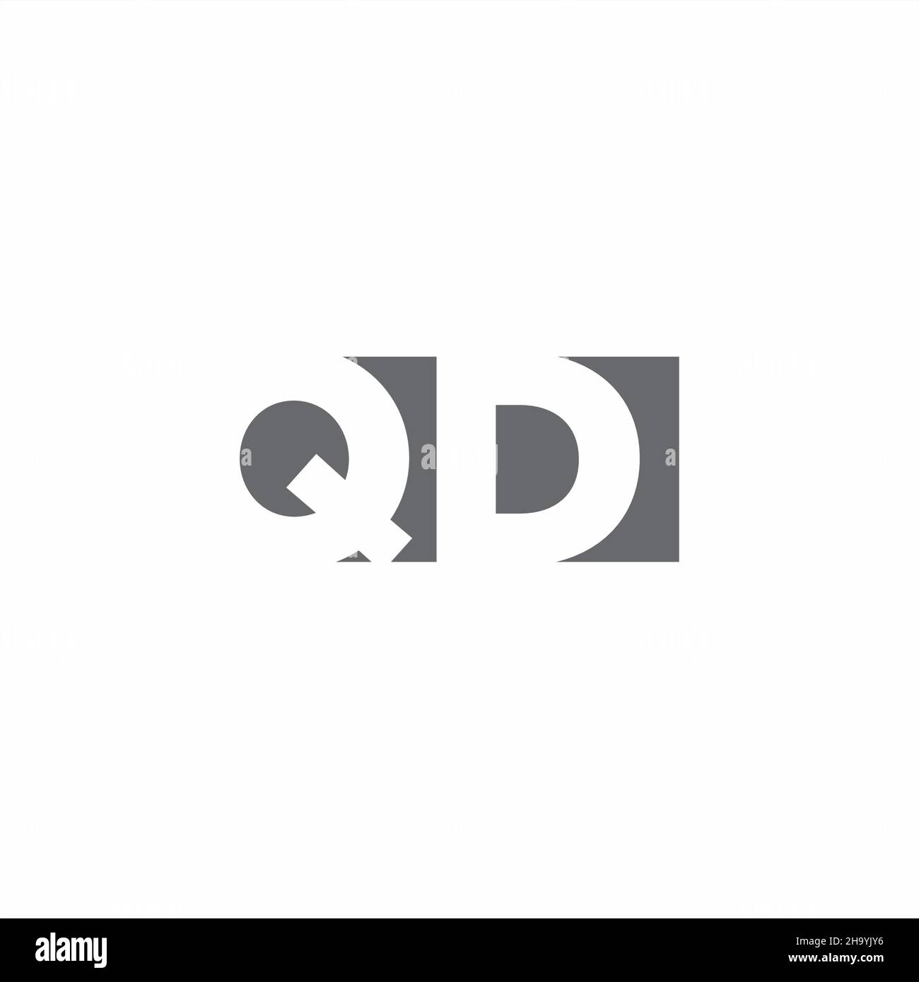Monogramme avec logo QD avec modèle de conception de type espace négatif isolé sur fond blanc Illustration de Vecteur