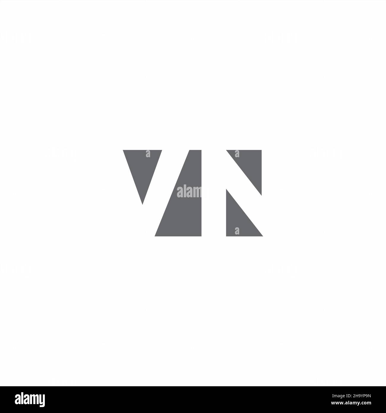 VN logo monogramme avec modèle de style espace négatif isolé sur fond blanc Illustration de Vecteur