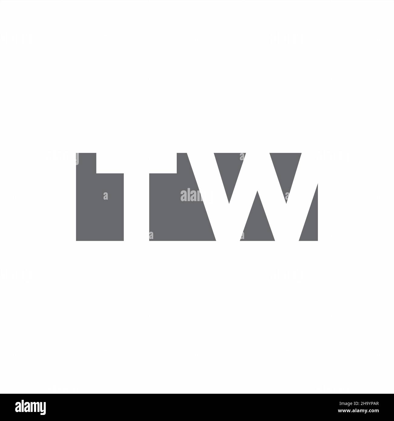 Monogramme TW logo avec modèle de conception de type espace négatif isolé sur fond blanc Illustration de Vecteur