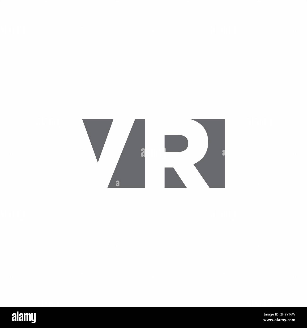 Logo VR monogramme avec modèle de conception de type espace négatif isolé sur fond blanc Illustration de Vecteur