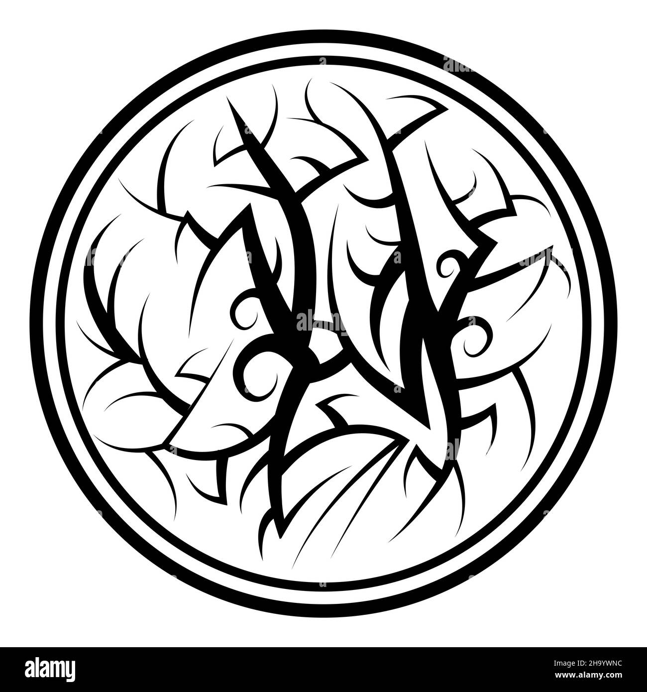 Motif de tatouage polynésien isolé sur fond blanc Banque D'Images