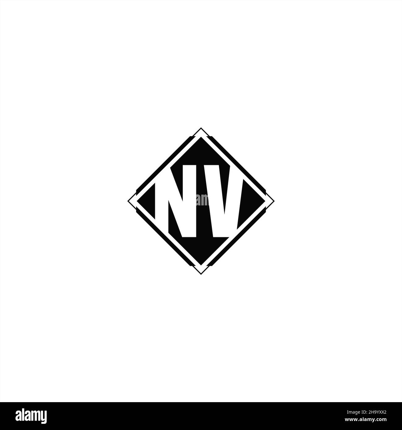 Logo monogramme avec forme carrée en losange isolée sur fond noir et blanc Illustration de Vecteur