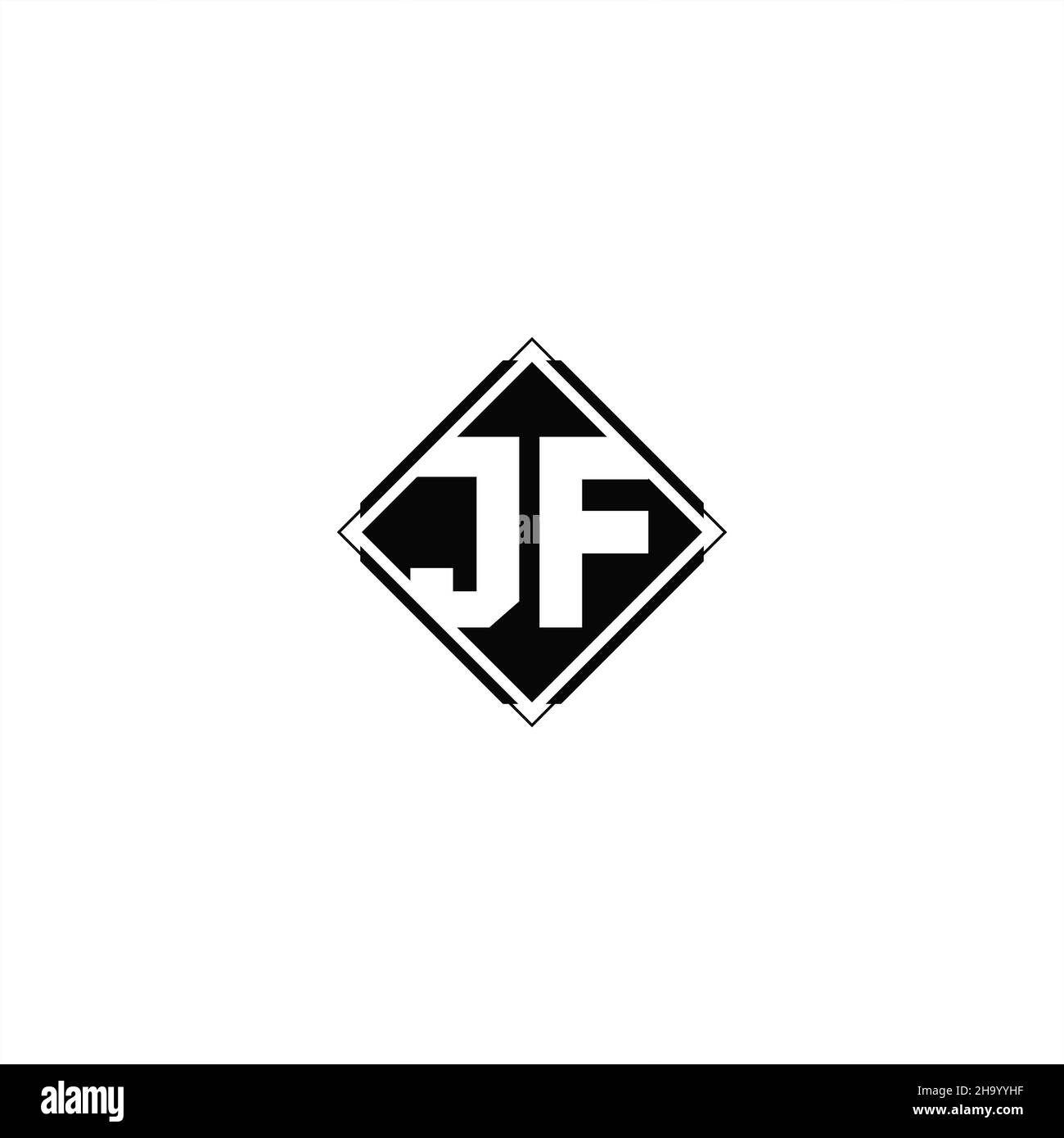 Logo monogramme avec forme carrée en losange isolée sur fond noir et blanc Illustration de Vecteur