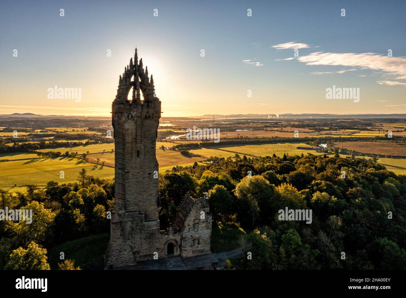 Le National Wallace Monument haut sur Abbey Craig, Stirling, Écosse, Royaume-Uni Banque D'Images