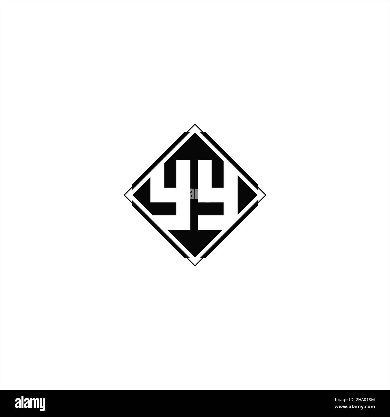 Logo monogramme avec forme carrée en losange isolée sur fond noir et blanc Illustration de Vecteur