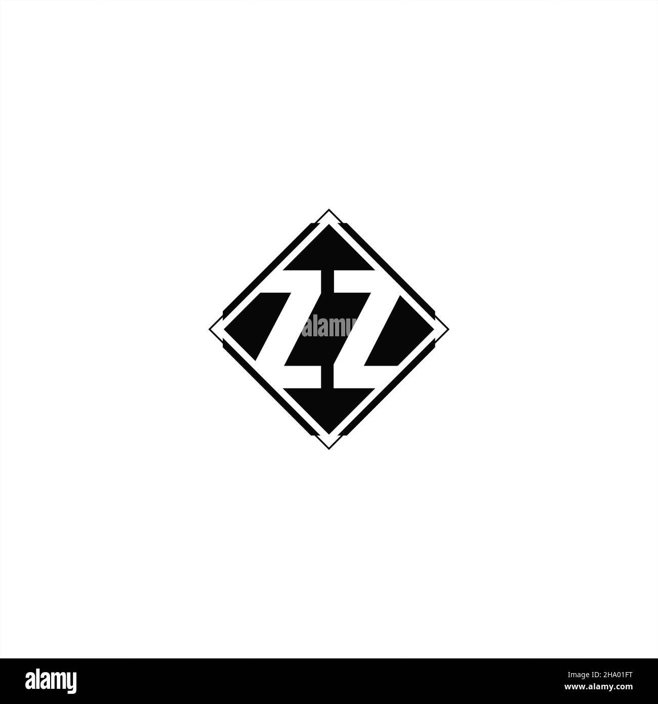 Logo monogramme avec forme carrée en losange isolée sur fond noir et blanc Illustration de Vecteur