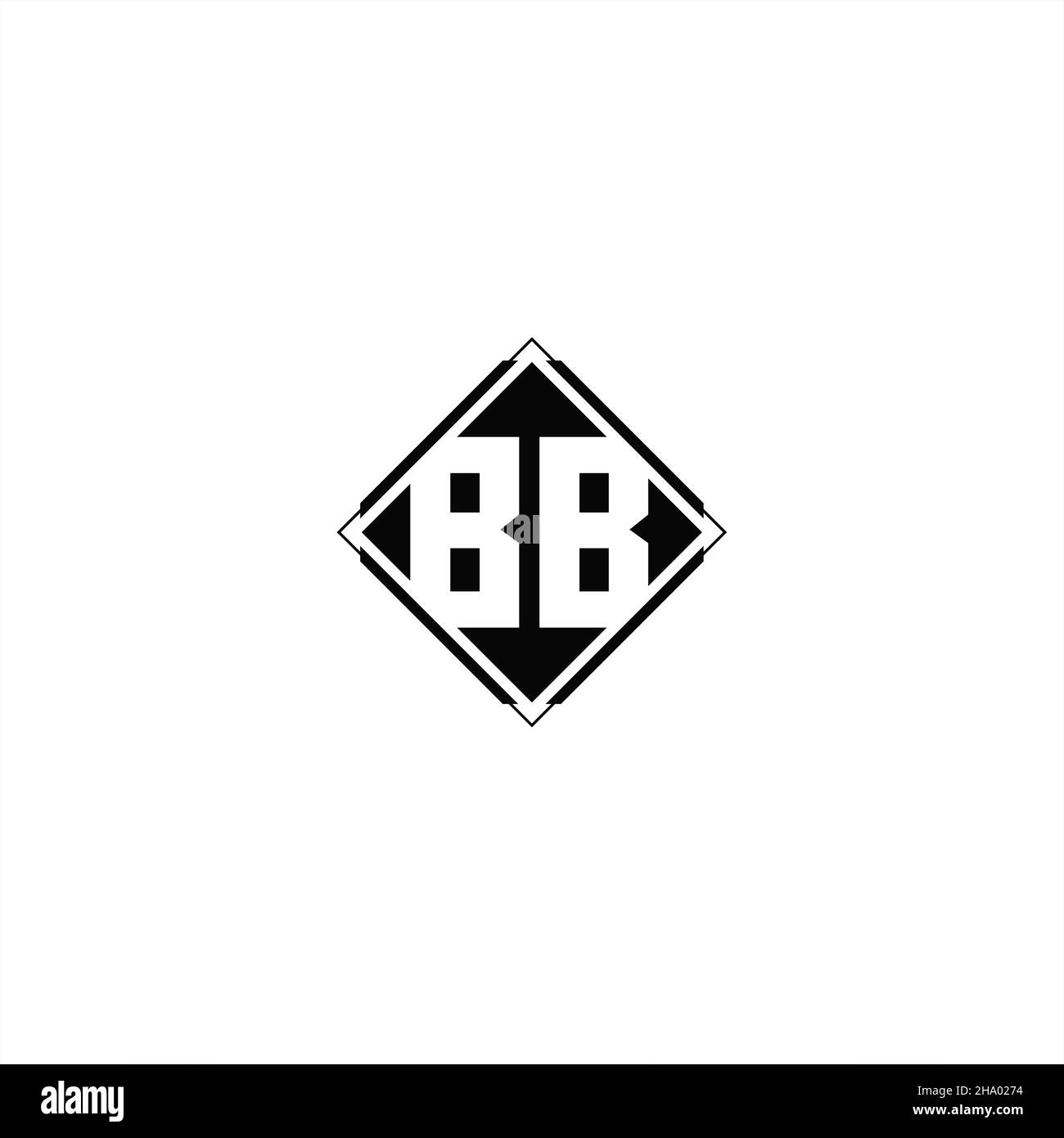 Logo monogramme avec forme carrée en losange isolée sur fond noir et blanc Illustration de Vecteur