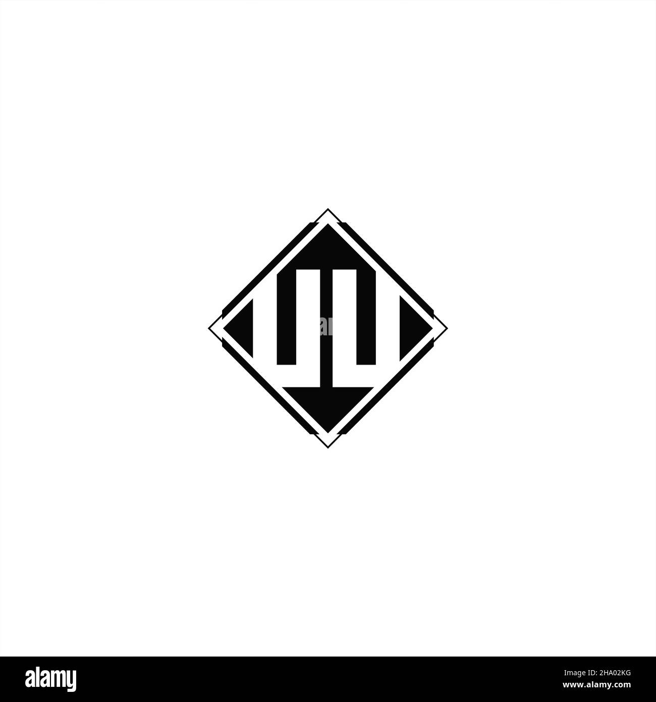 Logo monogramme avec forme carrée en losange isolée sur fond noir et blanc Illustration de Vecteur