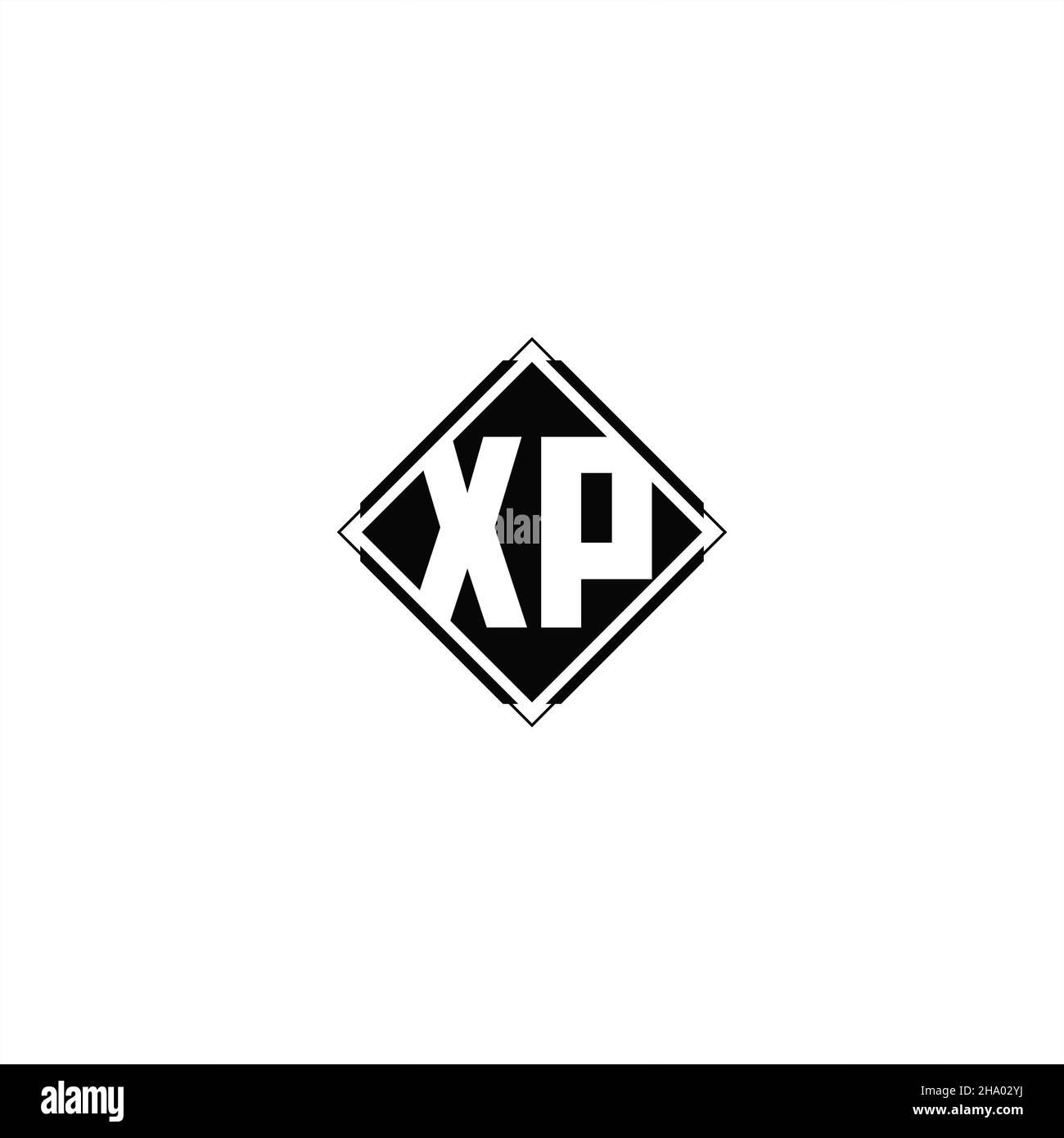 Logo monogramme avec forme carrée en losange isolée sur fond noir et blanc Illustration de Vecteur