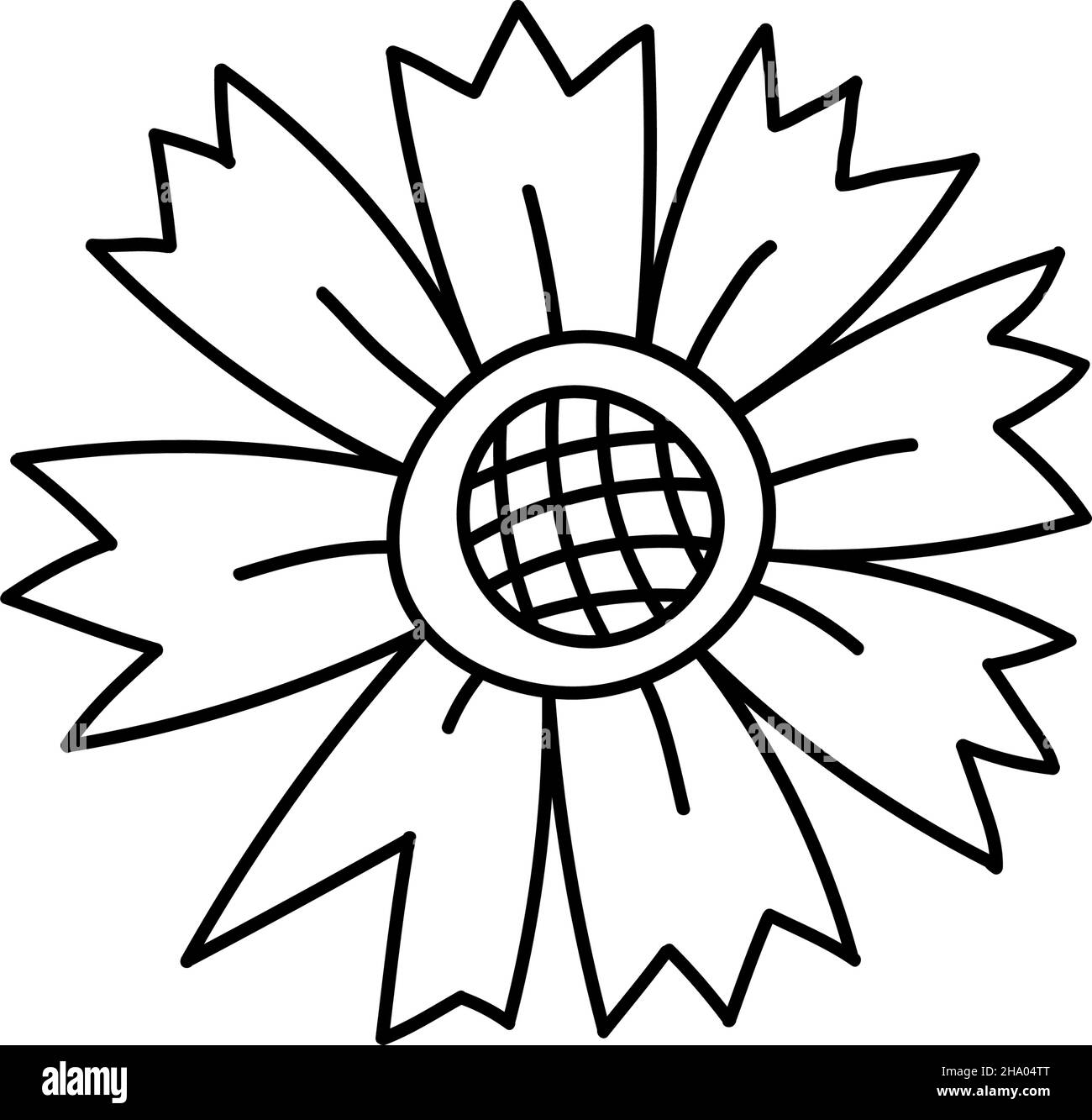 Décoration de tournesol.Illustration vectorielle de style doodle isolée en arrière-plan.Dessin pour le design, le logo, la carte postale, le décor, les médias sociaux,web, textil Illustration de Vecteur