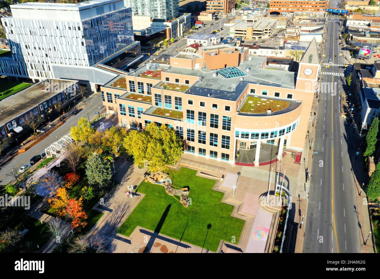 Vue aérienne de l'hôtel de ville de Brampton, Ontario, Canada Banque D'Images Vue aérienne de l'hôtel de ville de Brampton, Ontario, Canada Banque D'Images
