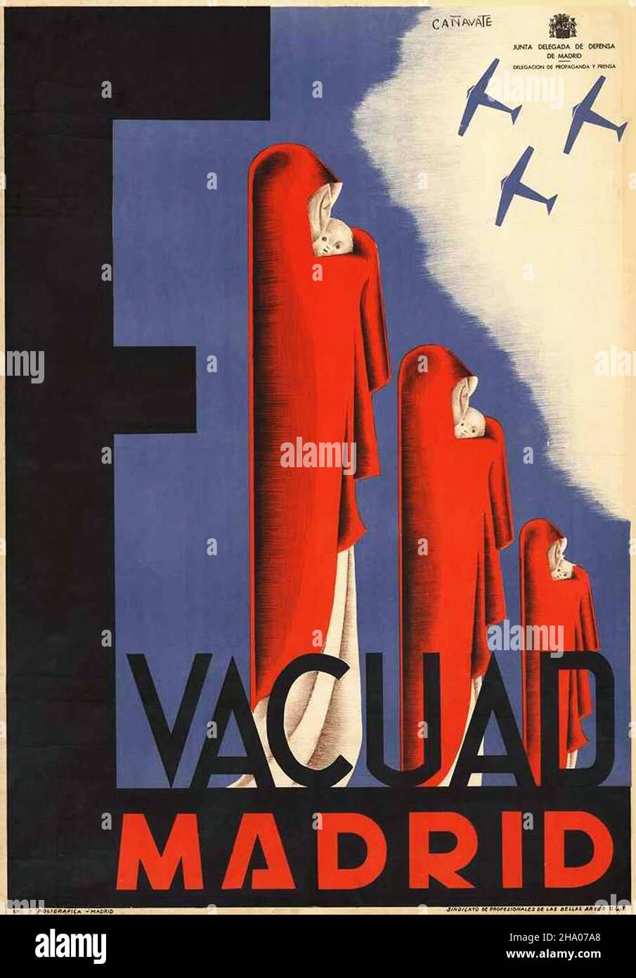 1937 Evacuad Madrid - Guerre civile espagnole (Guerra civil Española) Poster de propagande Banque D'Images