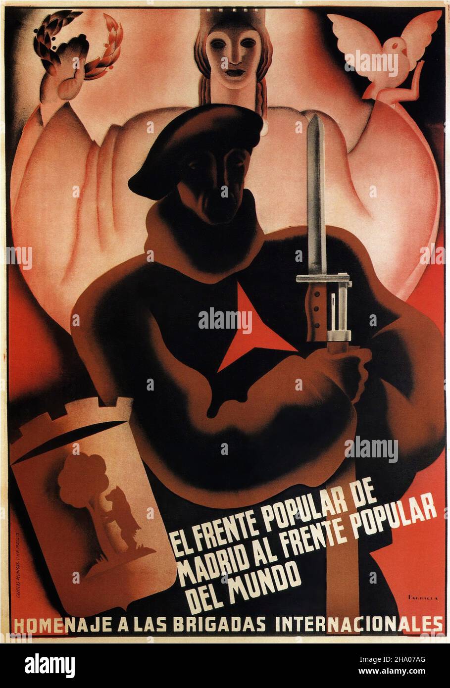 1937 El Frente Popular de Madrid Al Frente Popular Del Mundo - Poster de propagande sur la guerre civile espagnole (Guerra civil Española) Banque D'Images