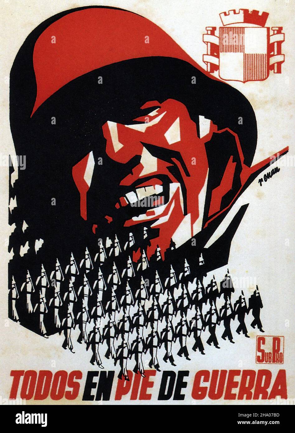 1937 Todos en Pie de Guerra - affiche de propagande sur la guerre civile espagnole (Guerra civil Española) Banque D'Images