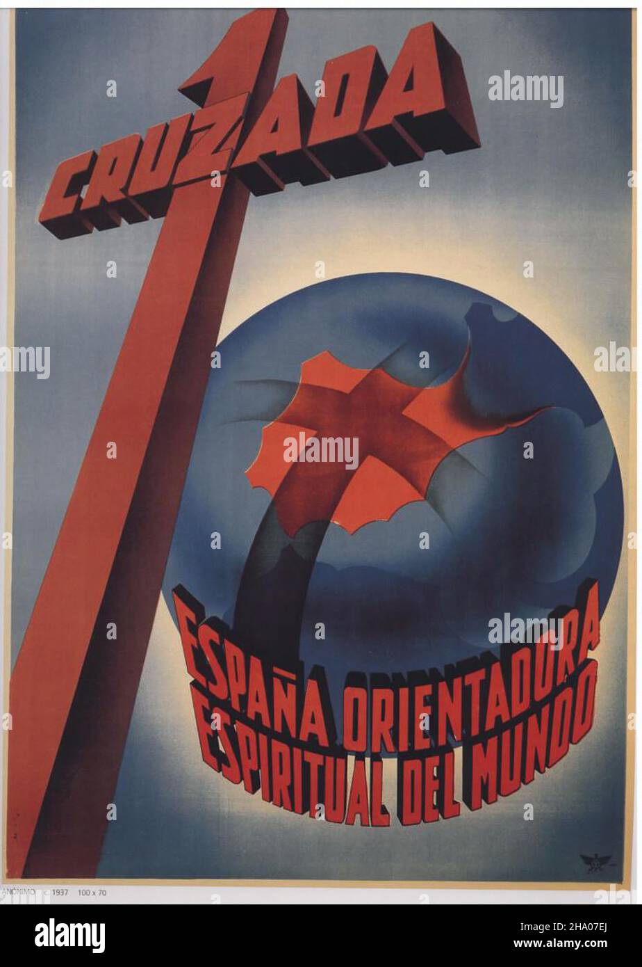 Cruzada Espana Orientadora Espirituel Del Mundo - affiche de propagande sur la guerre civile espagnole (Guerra civil Española) Banque D'Images
