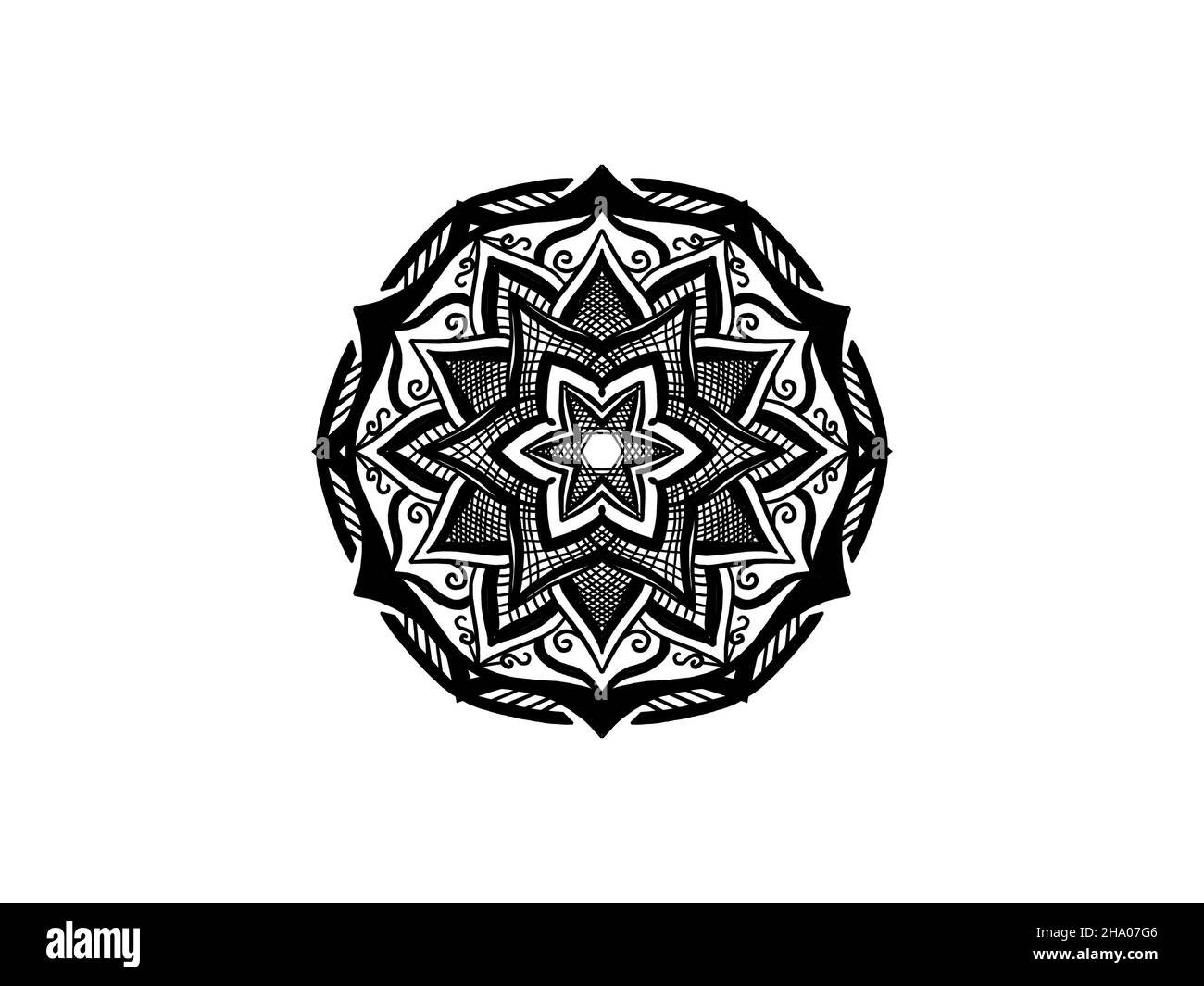 mandala noir et blanc Banque D'Images