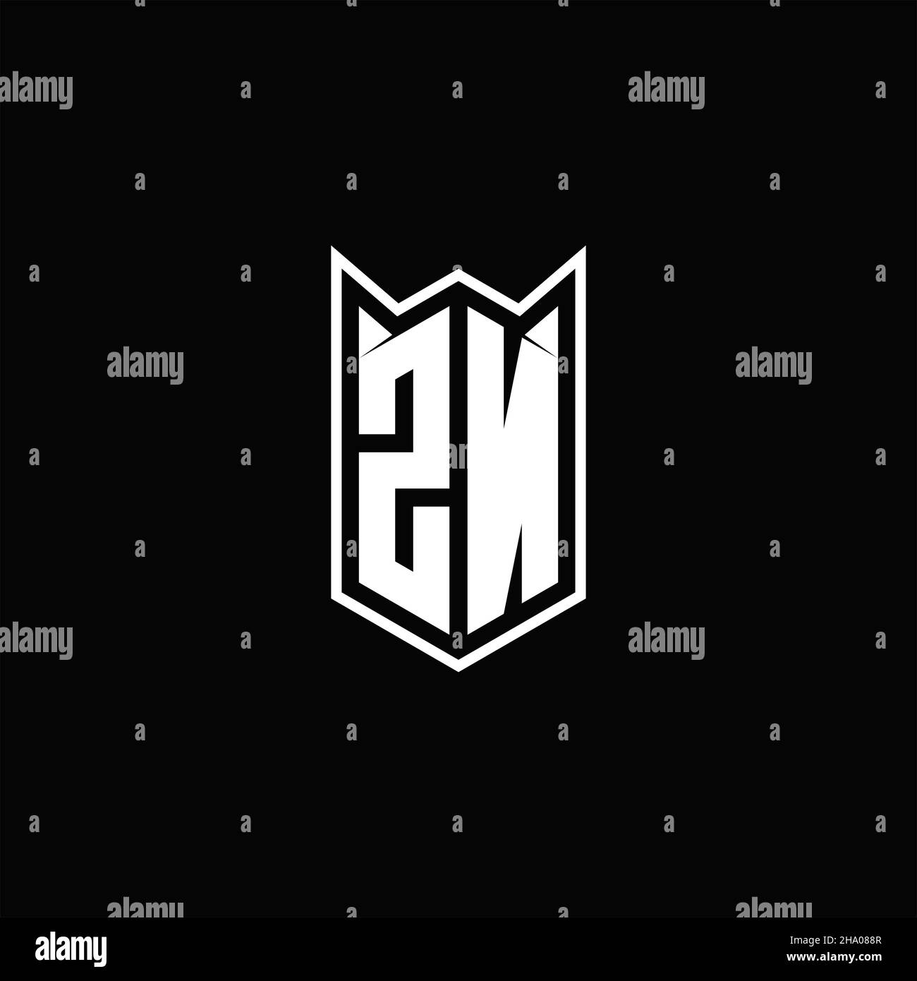 LOGO ZN monogramme avec forme de bouclier conceptions modèle vecteur icône moderne Illustration de Vecteur