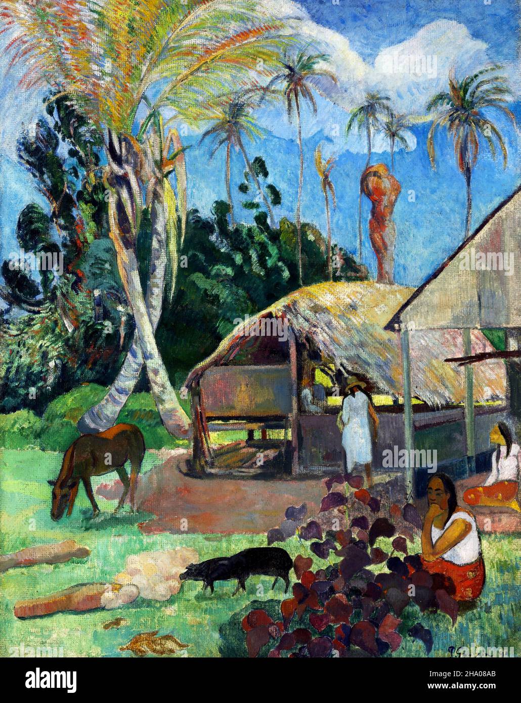 Les cochons noirs de Paul Gauguin (1848-1903), huile sur toile, 1891 Banque D'Images