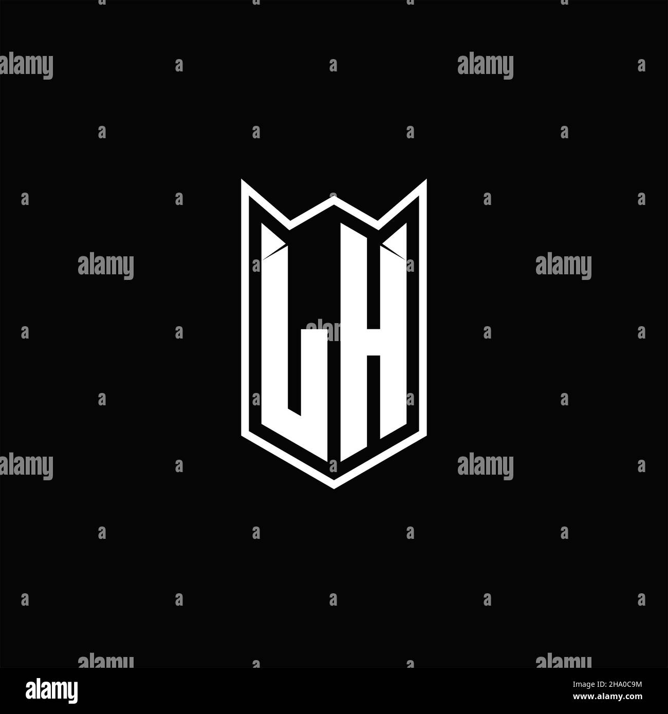 Logo LH monogramme avec formes de bouclier modèles vector icône moderne Illustration de Vecteur