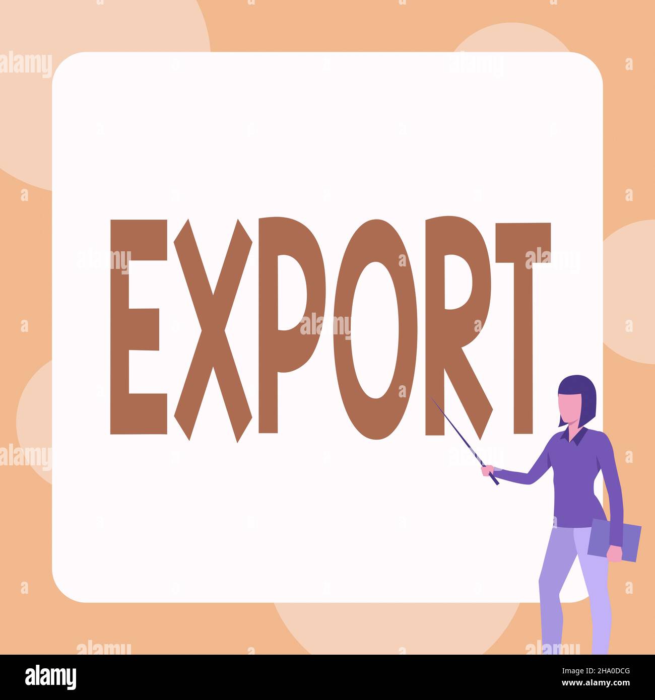 Exportation de la légende conceptuelle.Mot pour envoyer des biens ou des services à un autre pays pour la vente production de masse Lady debout tenant cahier tout en pointant Banque D'Images