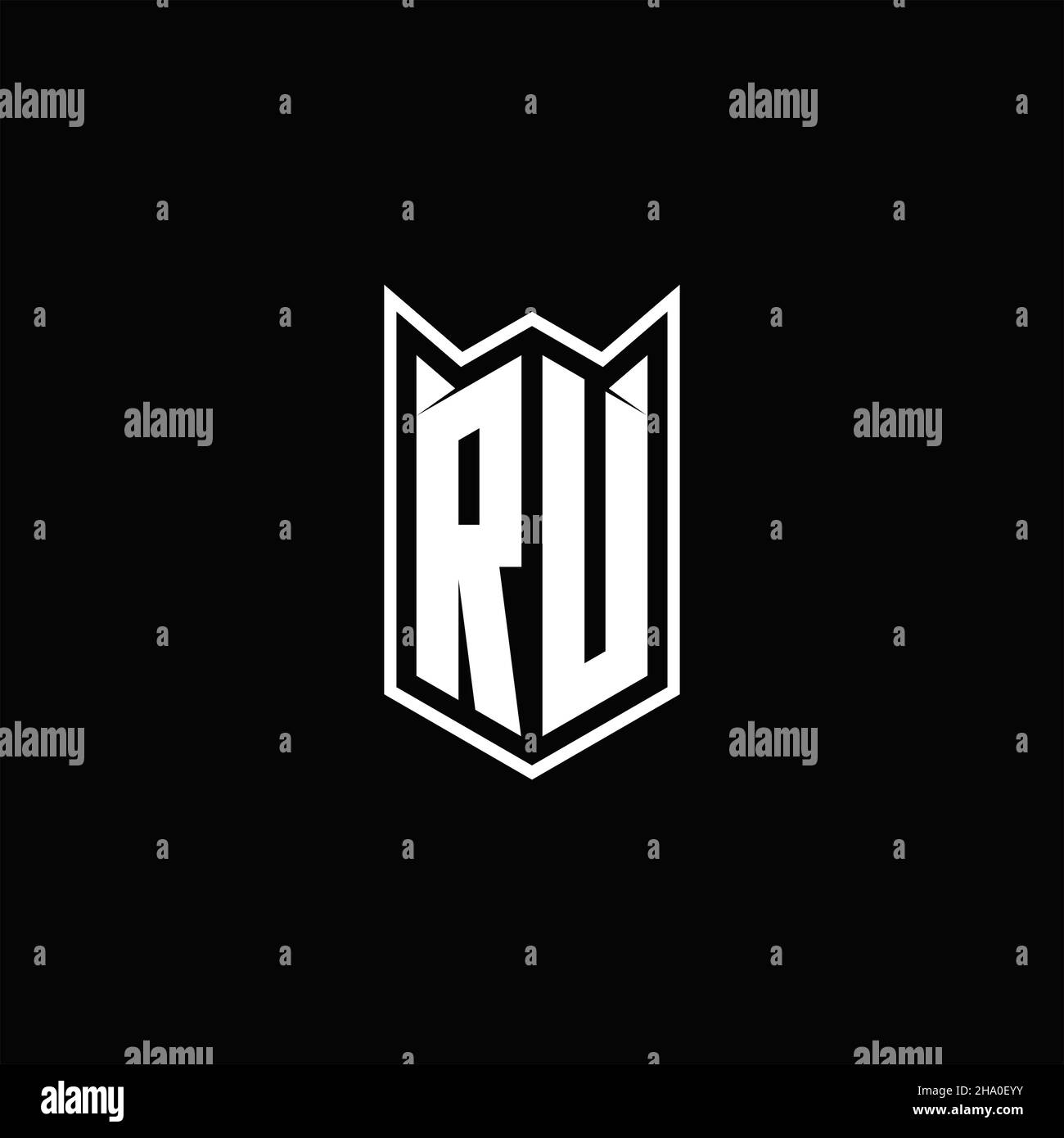 RU logo monogramme avec forme de bouclier conceptions modèle vecteur icône moderne Illustration de Vecteur