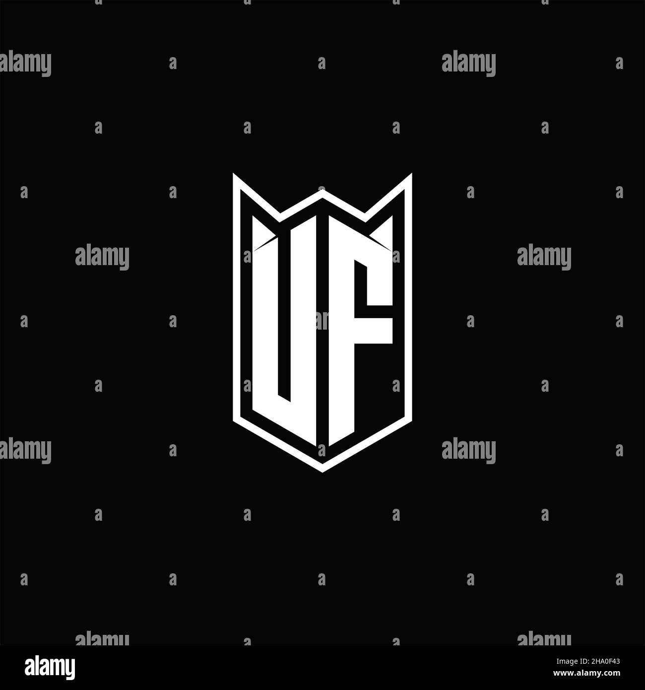 Logo UF monogramme avec forme de bouclier conceptions modèle vecteur icône moderne Illustration de Vecteur